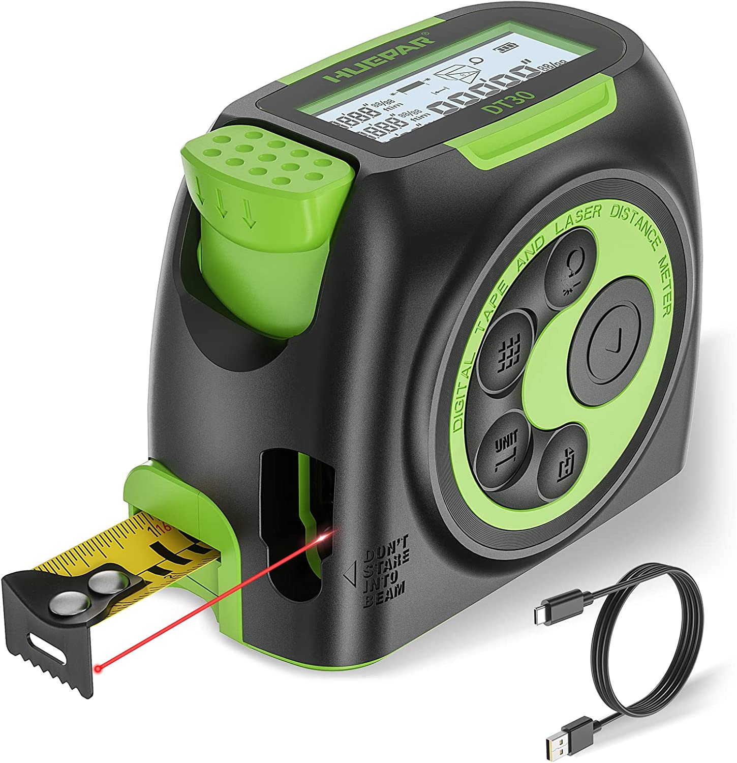HUEPAR Digital 2-in-1 Laser Distance Measure and Traditional Physical Tape Measure DT30