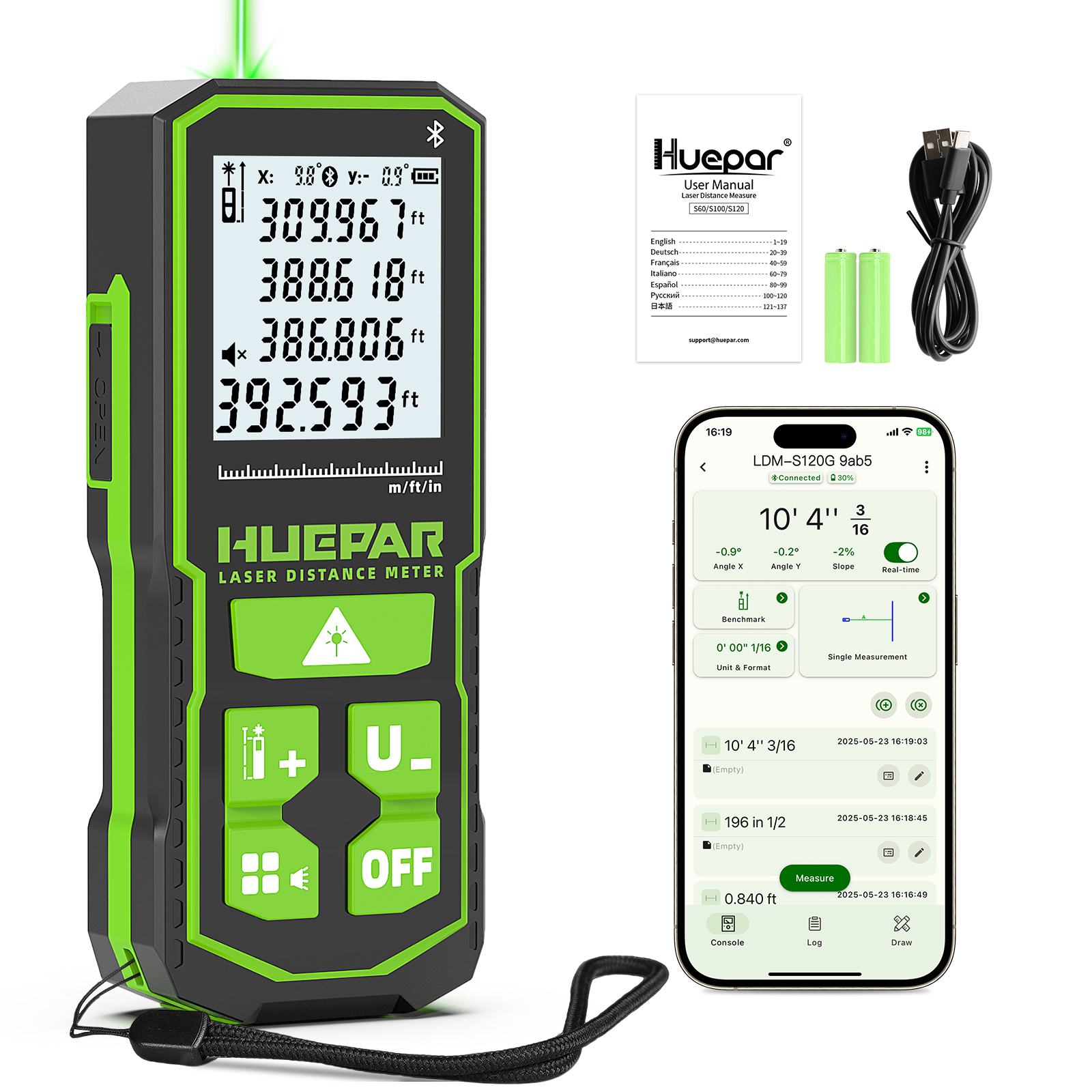 HUEPAR Digital Laser Distance Measure featuring Bluetooth App Control S120G BT - Image 2