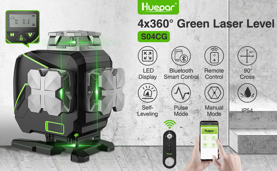 HUEPAR 4 Beam 360° Laser Level S04CG - Image 4