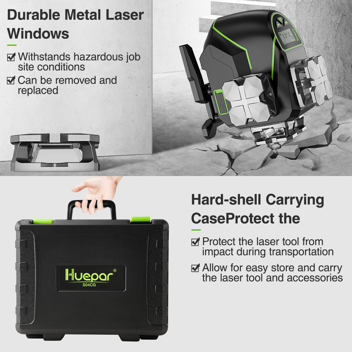HUEPAR 4 Beam 360° Laser Level S04CG - Image 6