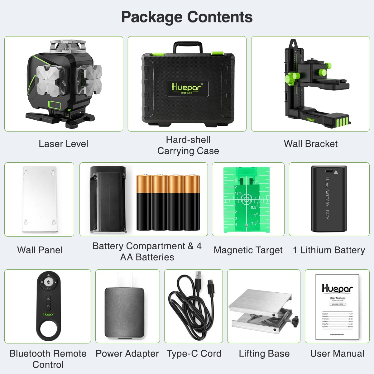 HUEPAR 4 Beam 360° Laser Level S04CG - Image 10