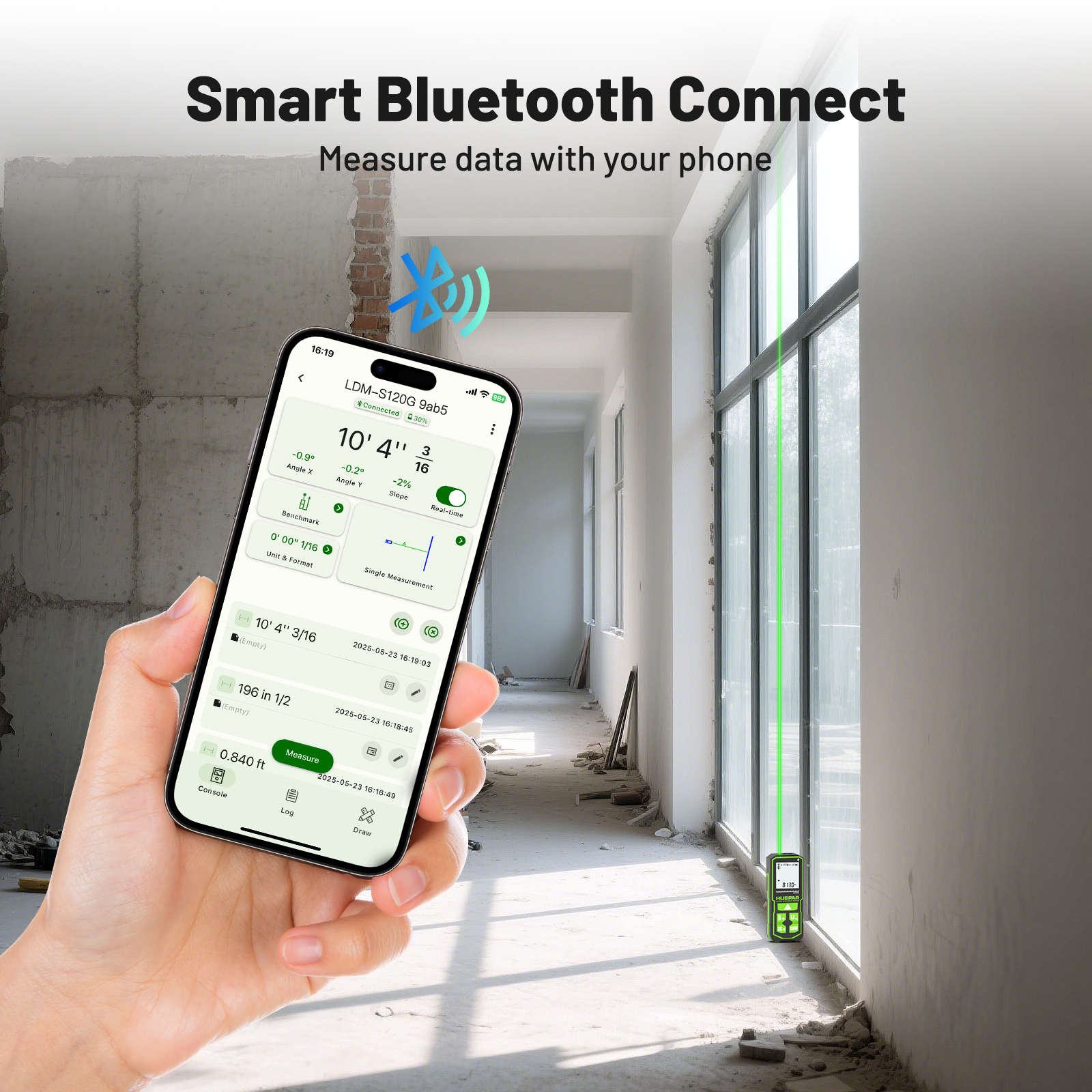 HUEPAR Digital Laser Distance Measure featuring Bluetooth App Control S120G BT - Image 3