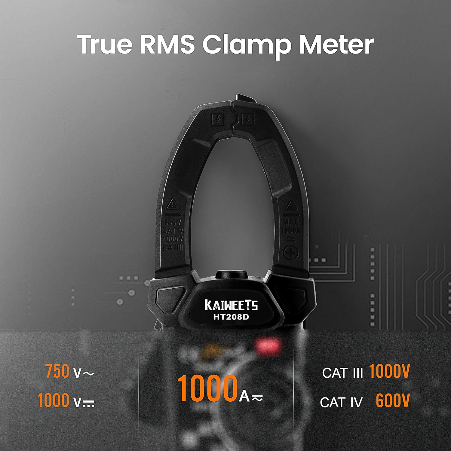 Kaiweets Inrush Clamp Meter, High Current 1000A, AC/DC, True RMS 6000 Counts, HT208D - Image 2