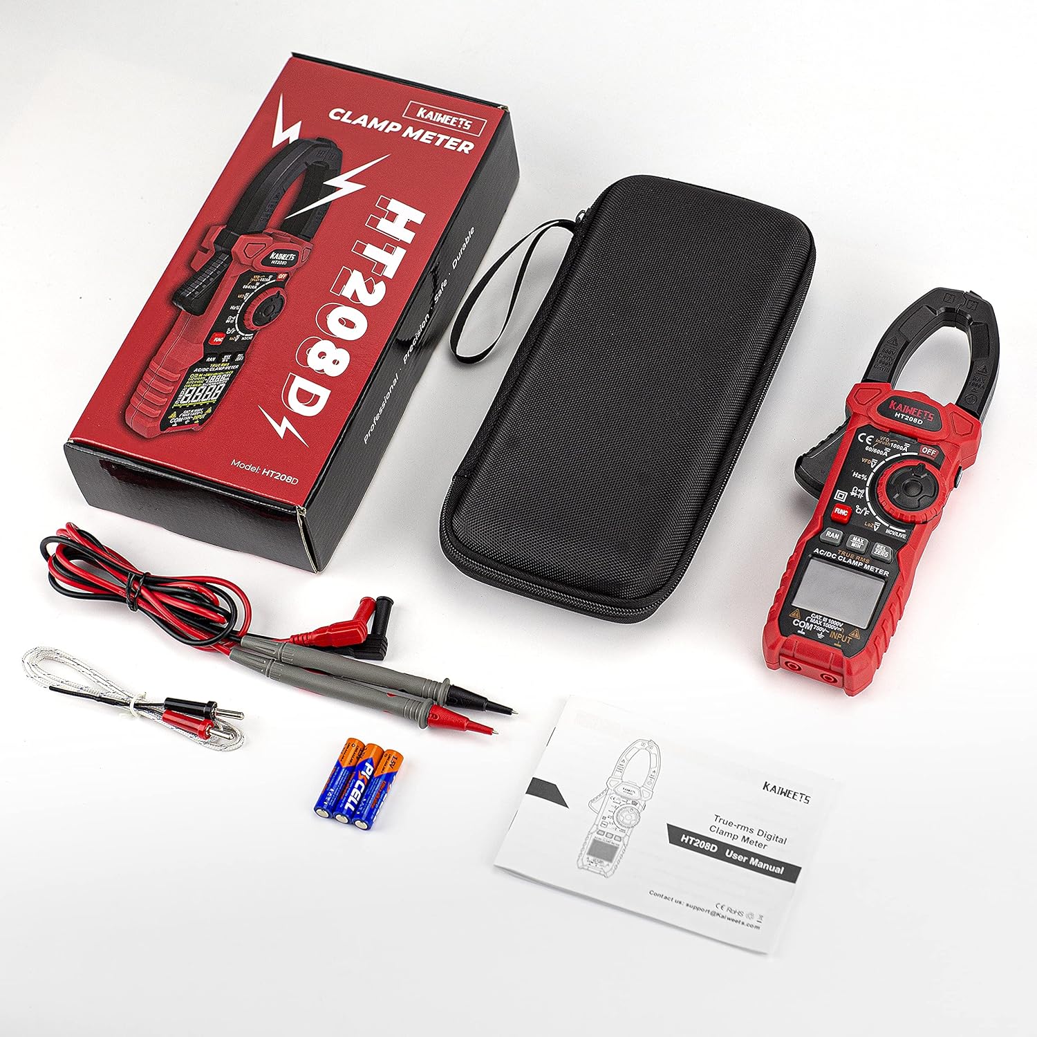 Kaiweets Inrush Clamp Meter, High Current 1000A, AC/DC, True RMS 6000 Counts, HT208D - Image 8