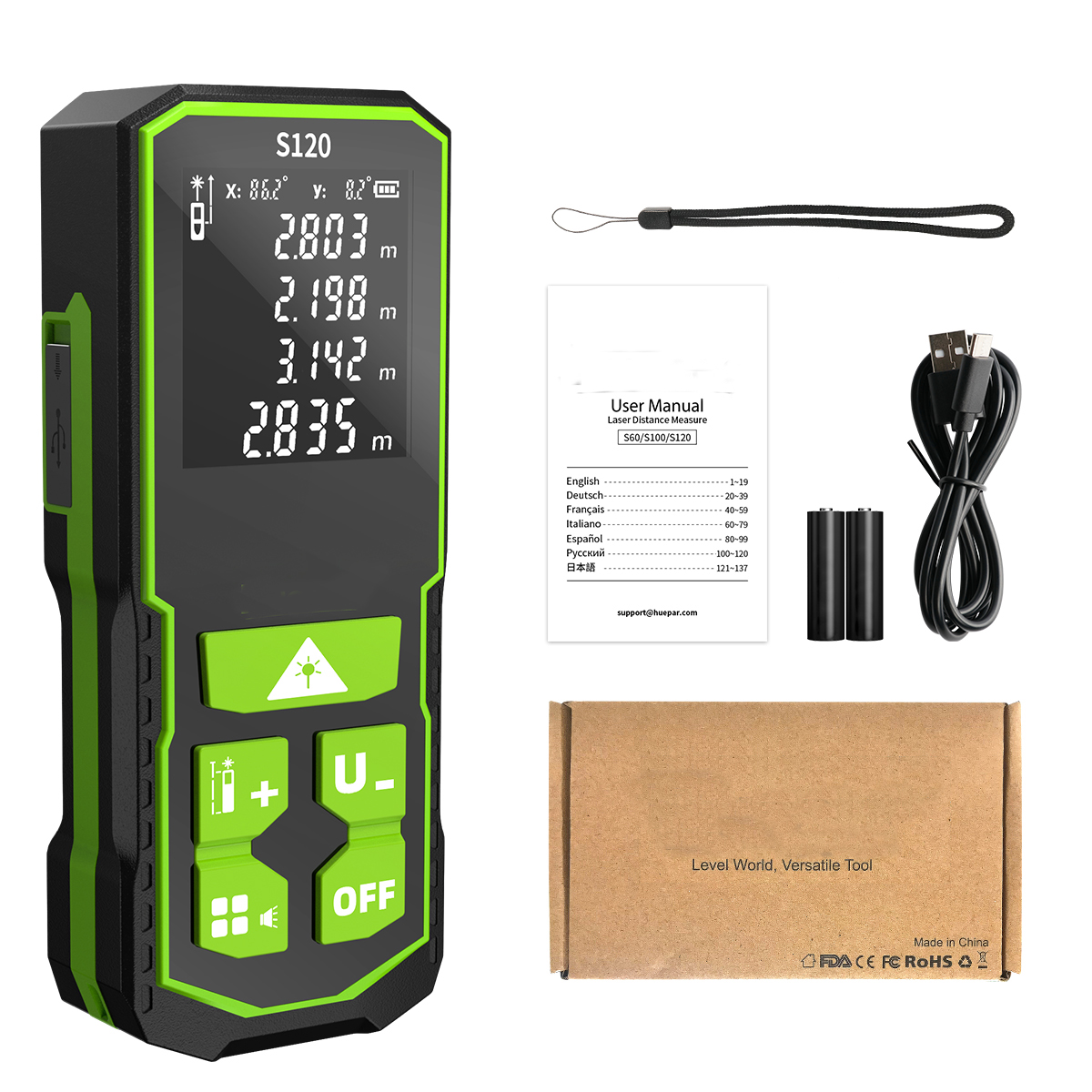 Huepar 120m Laser Distance Measure S120A - Image 2