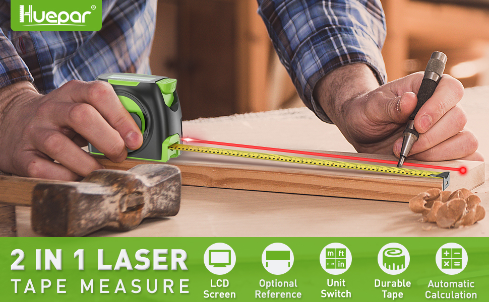 HUEPAR Digital 2-in-1 Laser Distance Measure and Traditional Physical Tape Measure DT30 - Image 7